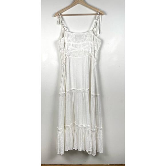 PAIGE Inesa Midi Dress White Coquette Minimalist Size L Party Wedding Guest - Picture 4 of 13